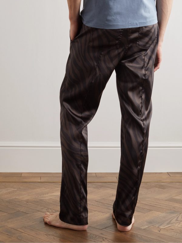 Straight-Leg Velvet-Trimmed Printed Silk-Blend Pyjama Trousers - BK Straight-Leg Velvet-Trimmed Printed Silk-Blend Pyjama Trousers - BK