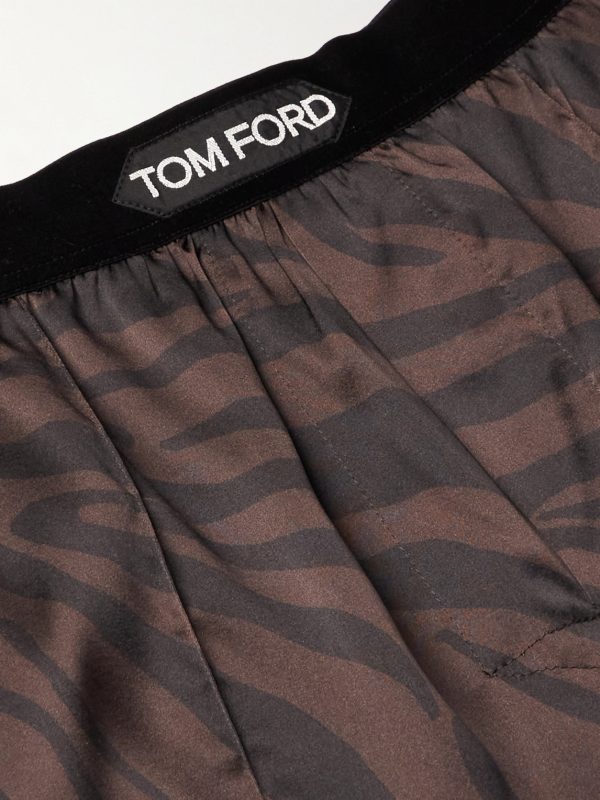 Straight-Leg Velvet-Trimmed Printed Silk-Blend Pyjama Trousers - E1 Straight-Leg Velvet-Trimmed Printed Silk-Blend Pyjama Trousers - E1