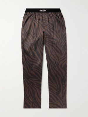Straight-Leg Velvet-Trimmed Printed Silk-Blend Pyjama Trousers