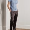 Straight-Leg Velvet-Trimmed Printed Silk-Blend Pyjama Trousers - OU Straight-Leg Velvet-Trimmed Printed Silk-Blend Pyjama Trousers - OU