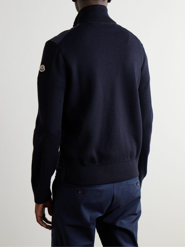 Slim-Fit Panelled Wool-Blend and Quilted Shell Down Zip-Up Cardigan - BK