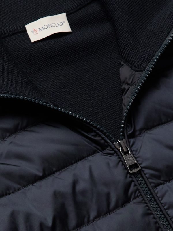 Slim-Fit Panelled Wool-Blend and Quilted Shell Down Zip-Up Cardigan - CU