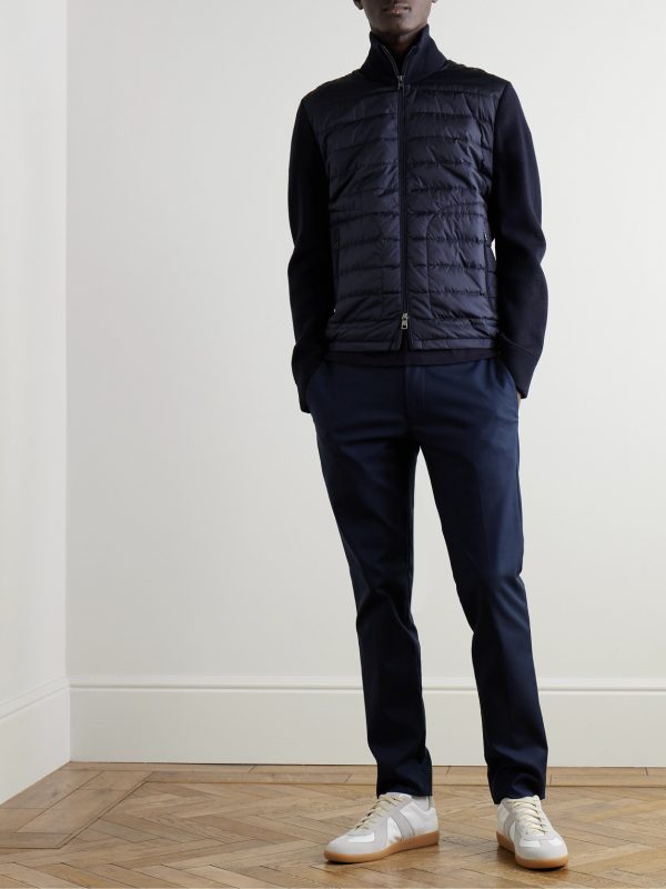 Slim-Fit Panelled Wool-Blend and Quilted Shell Down Zip-Up Cardigan - OU