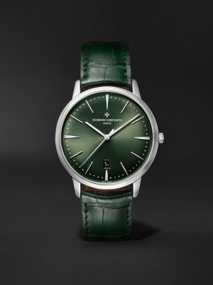 Patrimony Automatic 40mm 18-Karat White Gold and Leather Watch, Ref. No. 85180