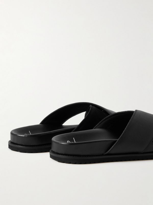 David Cross-Grain Leather and Suede Sandals - BK