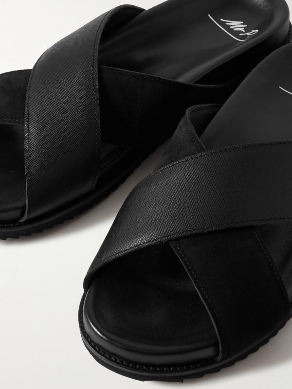 David Cross-Grain Leather and Suede Sandals - CU