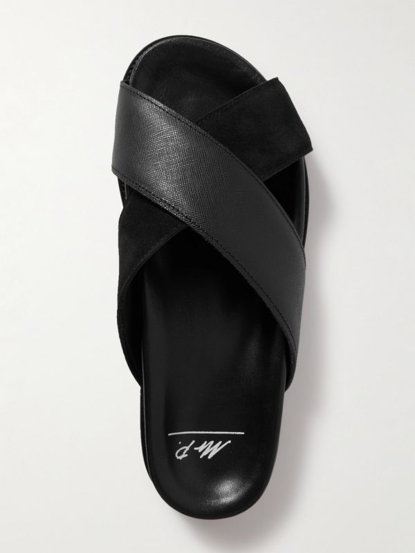 David Cross-Grain Leather and Suede Sandals - E2