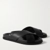 David Cross-Grain Leather and Suede Sandals - FR