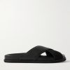 David Cross-Grain Leather and Suede Sandals