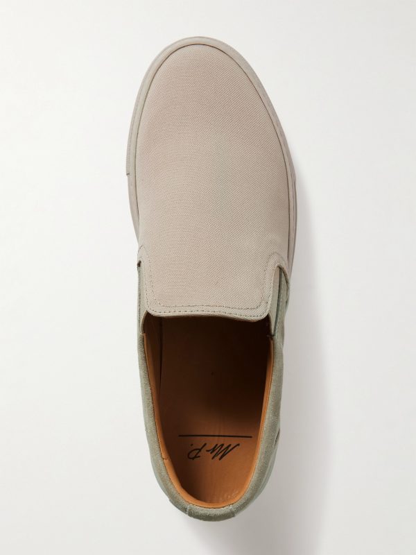 Larry Canvas and Suede Slip-On Sneakers - E2