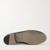 Padstow Collapsible-Heel Leather-Trimmed Raffia Loafers - E1