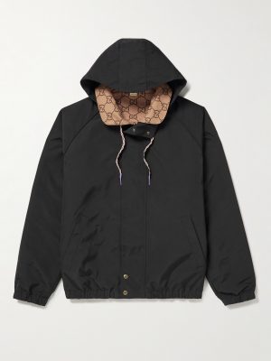 Reversible Monogrammed Shell Hooded Jacket Reversible Monogrammed Shell Hooded Jacket