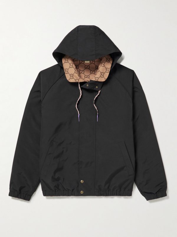 Reversible Monogrammed Shell Hooded Jacket Reversible Monogrammed Shell Hooded Jacket