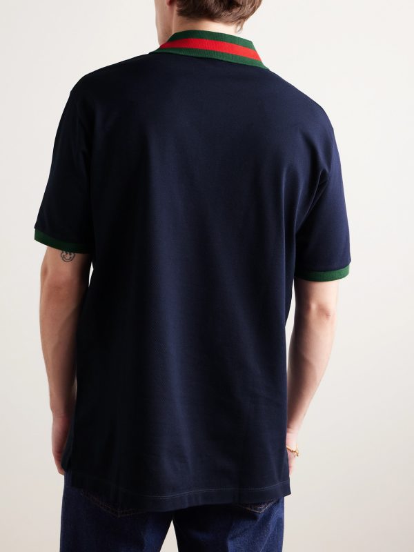 Logo-Embroidered Stretch-Cotton Piqué Polo Shirt - BK