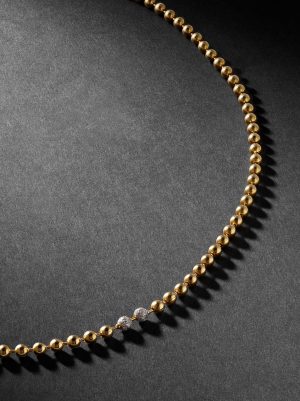 Umlaut 14-Karat Gold Diamond Necklace
