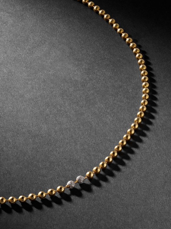 Umlaut 14-Karat Gold Diamond Necklace