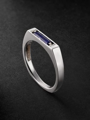 18-Karat White Gold, Lapis Lazuli and Diamond Ring