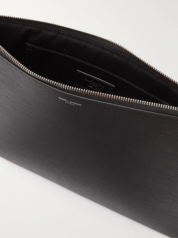 Pebble-Grain Leather Pouch - E1