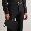 Pebble-Grain Leather Pouch - OU