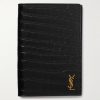 Cassandre Logo-Appliquéd Croc-Effect Leather Passport Cover