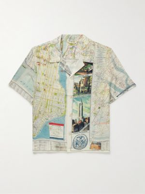 Camp-Collar Printed Silk Crepe de Chine Shirt Camp-Collar Printed Silk Crepe de Chine Shirt