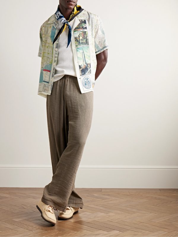 Camp-Collar Printed Silk Crepe de Chine Shirt - OU