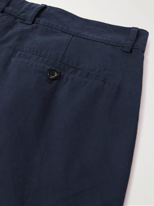 Tapered Pleated Garment-Dyed Cotton-Twill Trousers - CU