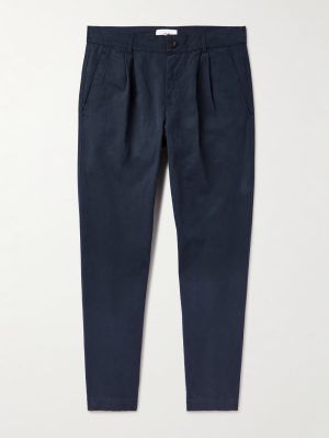Tapered Pleated Garment-Dyed Cotton-Twill Trousers Tapered Pleated Garment-Dyed Cotton-Twill Trousers