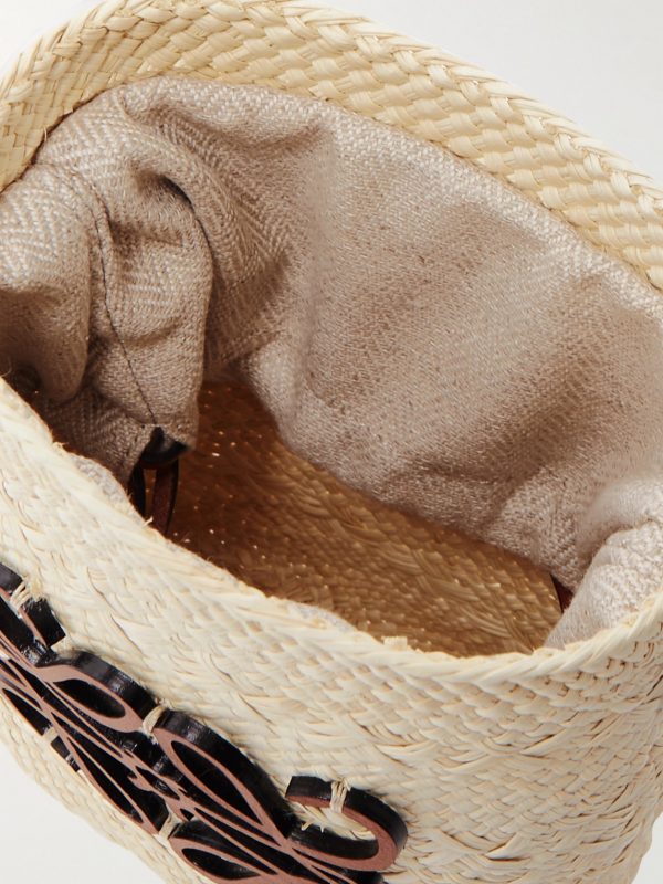 + Paula's Ibiza Leather-Trimmed Raffia Bucket Bag - E1 + Paula's Ibiza Leather-Trimmed Raffia Bucket Bag - E1