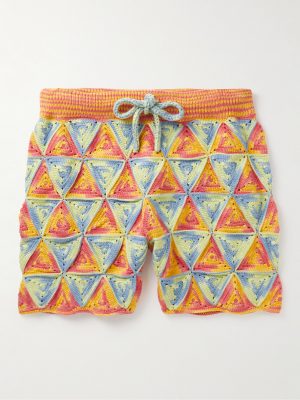 Solar Straight-Leg Crocheted Cotton Drawstring Shorts