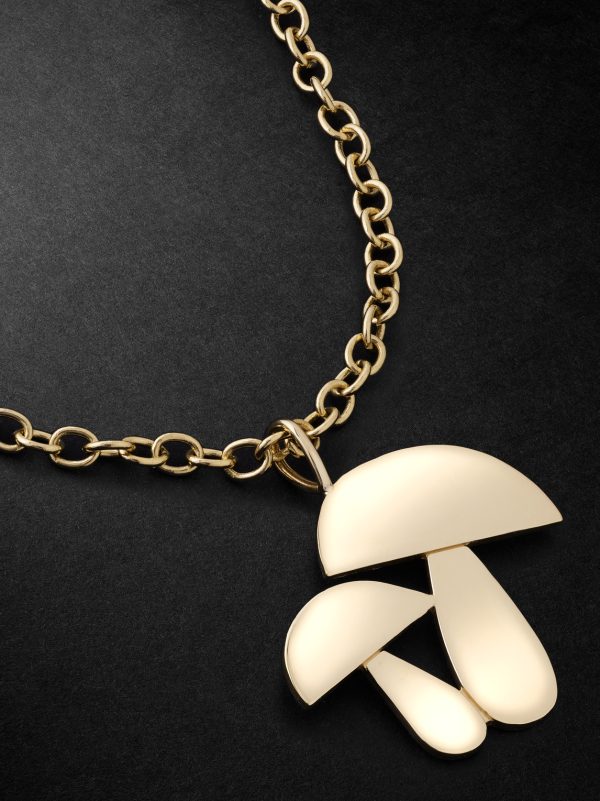 Mushroom Large Gold Pendant Necklace - CU Mushroom Large Gold Pendant Necklace - CU