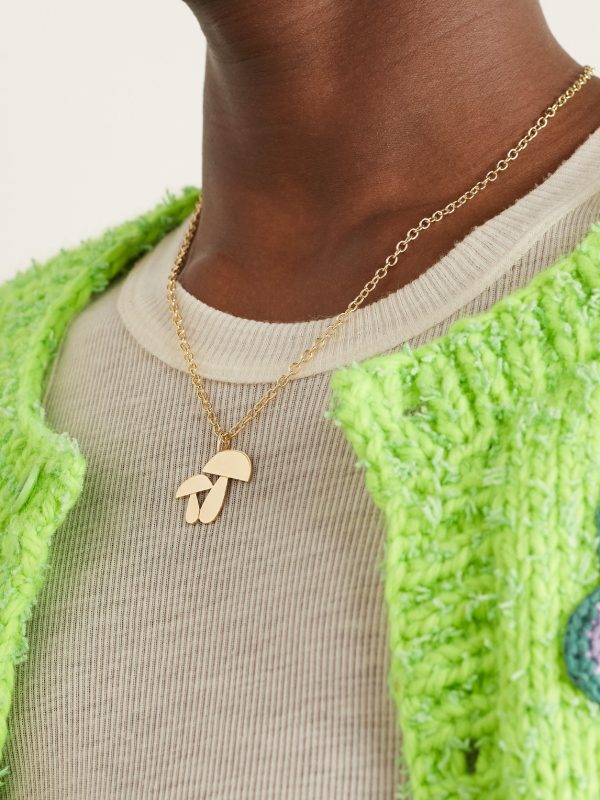 Mushroom Large Gold Pendant Necklace - FR Mushroom Large Gold Pendant Necklace - FR