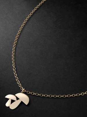 Mushroom Large Gold Pendant Necklace
