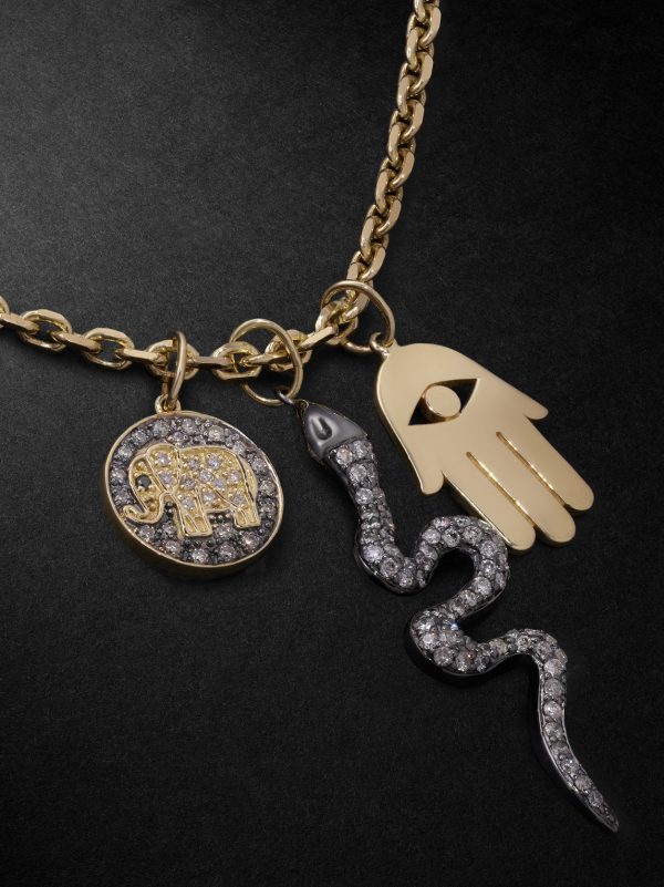 Elephant Small Gold, Silver and Diamond Necklace - CU