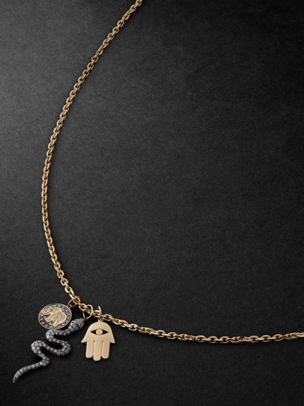 Elephant Small Gold, Silver and Diamond Necklace