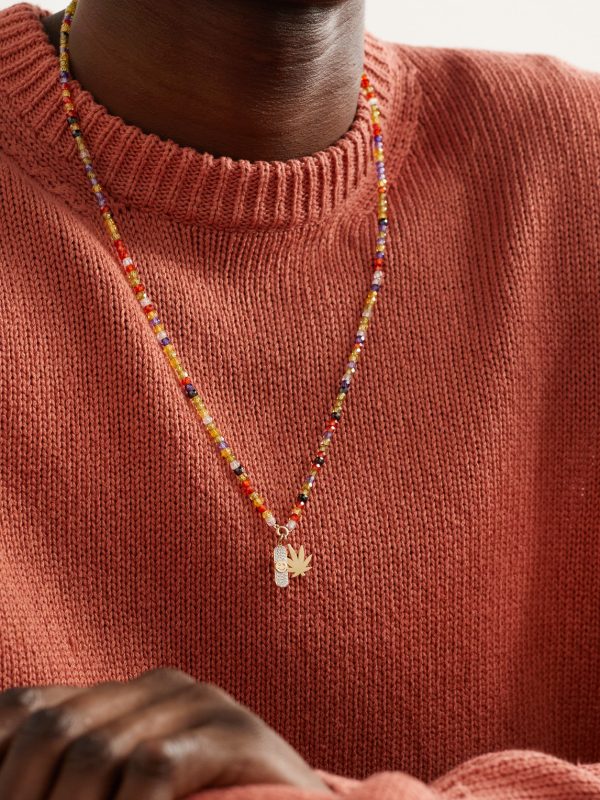 Skateboard Gold Diamond Beaded Necklace - FR