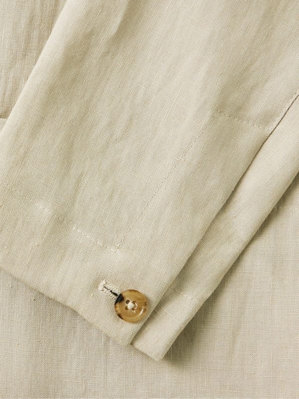 Unstructured Double-Breasted Washed-Linen Blazer - CU Unstructured Double-Breasted Washed-Linen Blazer - CU