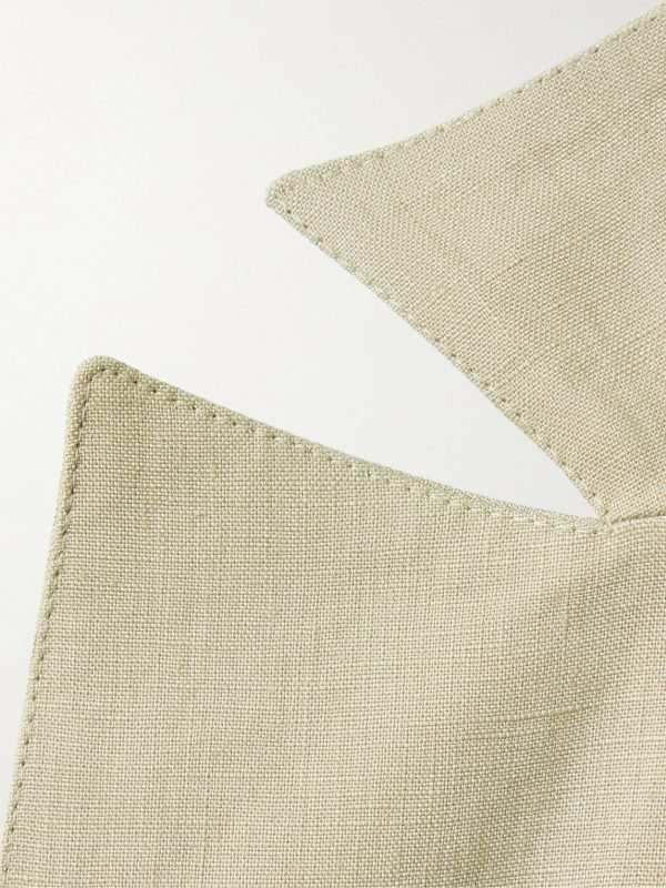 Unstructured Double-Breasted Washed-Linen Blazer - E1 Unstructured Double-Breasted Washed-Linen Blazer - E1