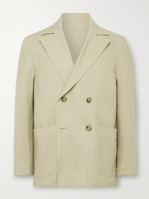 Unstructured Double-Breasted Washed-Linen Blazer Unstructured Double-Breasted Washed-Linen Blazer