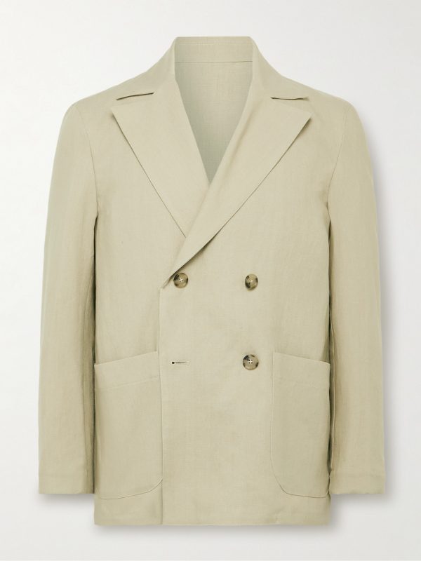 Unstructured Double-Breasted Washed-Linen Blazer Unstructured Double-Breasted Washed-Linen Blazer