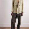 Unstructured Double-Breasted Washed-Linen Blazer - OU Unstructured Double-Breasted Washed-Linen Blazer - OU