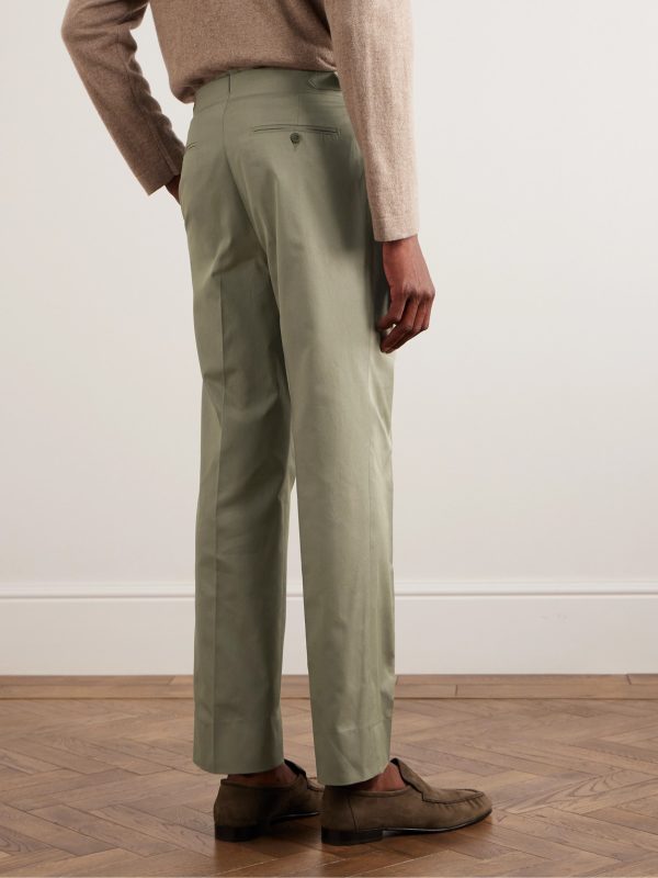 Tapered Pleated Cotton-Twill Trousers - BK Tapered Pleated Cotton-Twill Trousers - BK