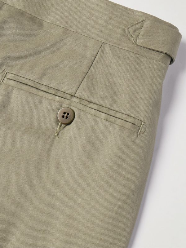 Tapered Pleated Cotton-Twill Trousers - CU Tapered Pleated Cotton-Twill Trousers - CU