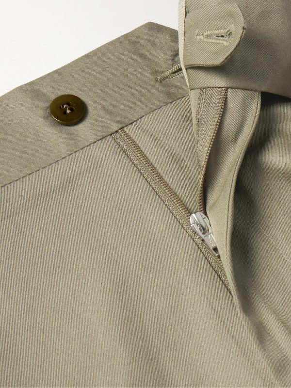 Tapered Pleated Cotton-Twill Trousers - E1 Tapered Pleated Cotton-Twill Trousers - E1