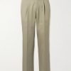 Tapered Pleated Cotton-Twill Trousers Tapered Pleated Cotton-Twill Trousers
