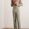 Tapered Pleated Cotton-Twill Trousers - OU Tapered Pleated Cotton-Twill Trousers - OU