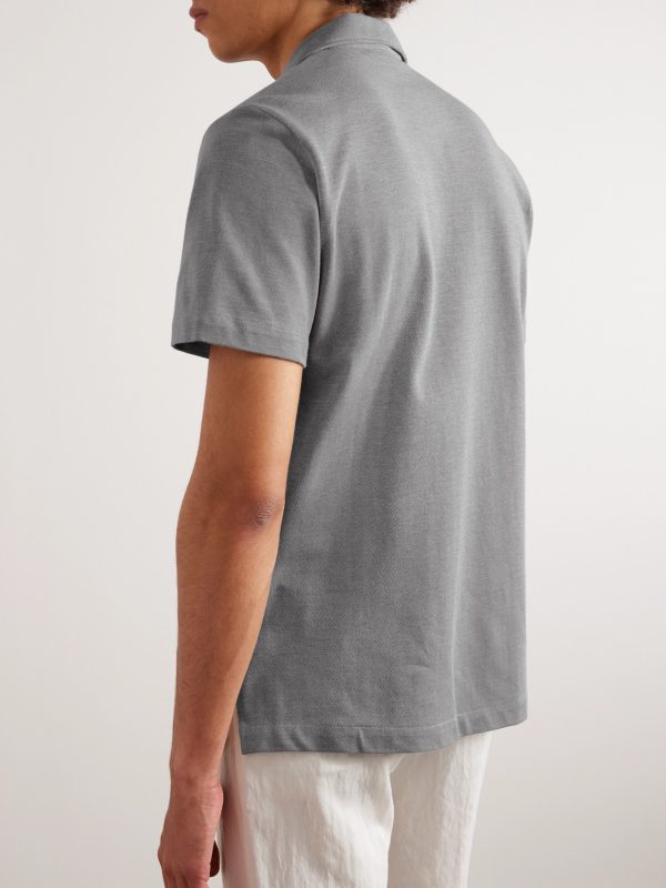 Camp-Collar Cotton-Piqué Shirt - BK Camp-Collar Cotton-Piqué Shirt - BK