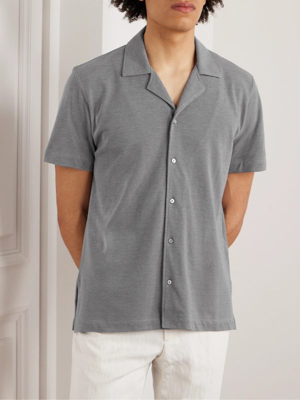 Camp-Collar Cotton-Piqué Shirt - FR Camp-Collar Cotton-Piqué Shirt - FR