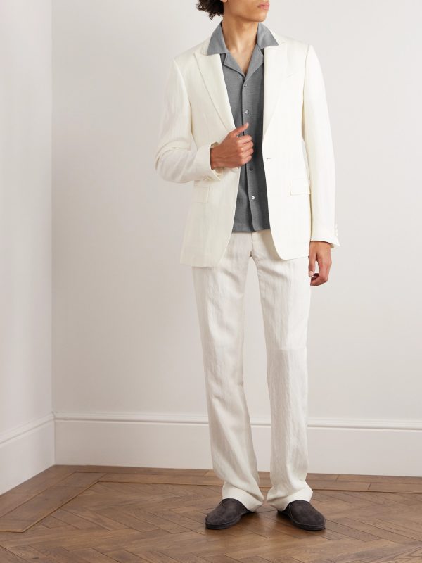 Camp-Collar Cotton-Piqué Shirt - OU Camp-Collar Cotton-Piqué Shirt - OU