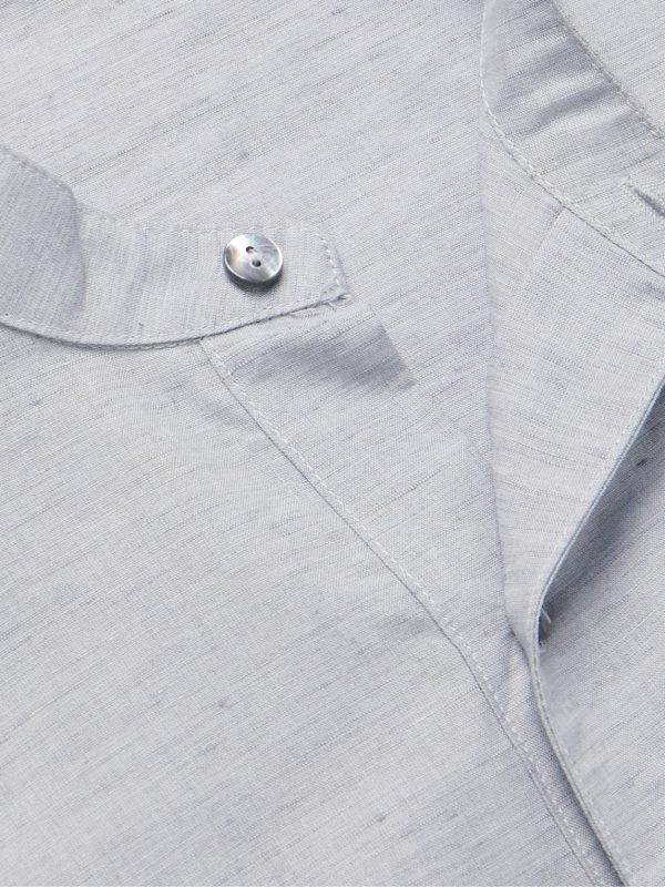 Grandad-Collar Linen and Cotton-Blend Half-Placket Shirt - CU Grandad-Collar Linen and Cotton-Blend Half-Placket Shirt - CU